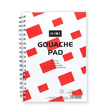 HIMI Gouache Pad 7X10''(98lb/160g) 50 Sheets Mix Paper Pad, Side Wire Bound, Fine Texture, in Gouache Acrylic Art Pad for Sketching, Ink Sketch Book, HIMI