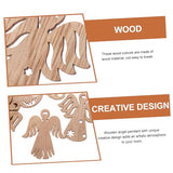 VOSAREA 50pcs Wooden Angel Pendant Christmas Wood Cutouts Small Wood Angel Cutouts Holiday Nursery Decor Blank Drawing Wing Hollow Out Angel Wings VOSAREA