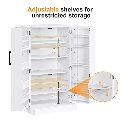 Yaheetech Storage Cabinet, Pantry Cabinet Cupboard with Door and Adjustable Shelves, Freestanding Utility Storage Cabinet for Dinning Room/Living