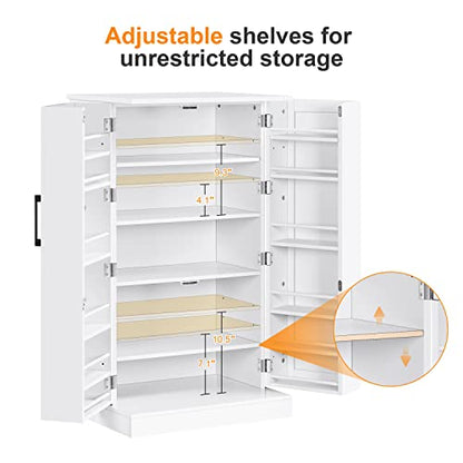 Yaheetech Storage Cabinet, Pantry Cabinet Cupboard with Door and Adjustable Shelves, Freestanding Utility Storage Cabinet for Dinning Room/Living