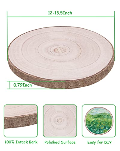 Wood Slices 12-13.5 Inch 2 Pcs Large Wood Slices for  Centerpieces/Tables/Weddings/BabyShower/Crafts/Decorations