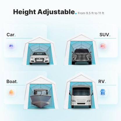 ADVANCE OUTDOOR 12x20 ft Heavy Duty Carport with Sidewalls and Doors, Adjustable Height from 9.5 ft to 11 ft, Car Canopy Garage Party Tent Boat