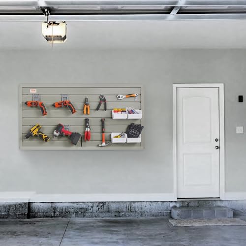 VEVOR Slatwall Panels, 4 ft x 1 ft Gray Garage Wall Panels 12"H x 48"L (Set of 2 Panels), Heavy Duty Garage Wall Organizer Panels Display for Retail VEVOR