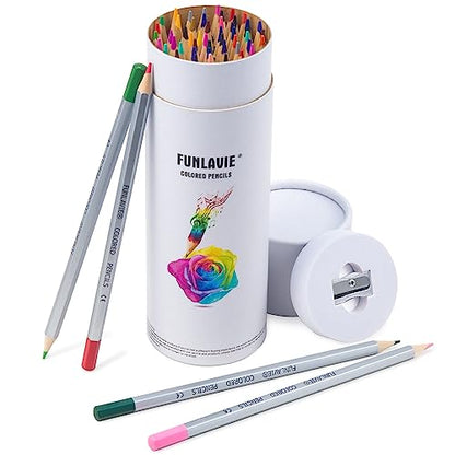 FUNLAVIE Colored Pencils 48 Coloring Pencils Premium Professional Art Drawing Pencil for Adults Coloring Book - WoodArtSupply