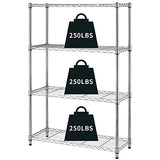 HCY 4-Tier, Shelf Heavy Duty, Shelving Unit NSF Height Adjustable Metal Storage Rack for Laundry Bathroom Kitchen Garage Pantry Organization 1000 LBS HCY