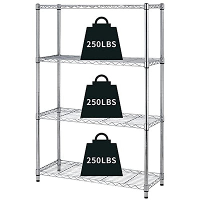 HCY 4-Tier, Shelf Heavy Duty, Shelving Unit NSF Height Adjustable Metal Storage Rack for Laundry Bathroom Kitchen Garage Pantry Organization 1000 LBS