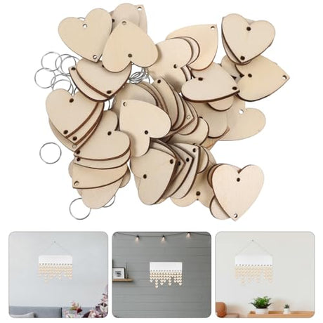 Amosfun Family Birthday Wooden Reminder Calendar Board Wall Hanging Plaque Board Wood Heart Tags with 50 PCS Iron Loops for Wedding Birthday Amosfun