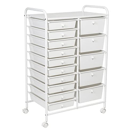 Honey Can Do 15-Drawer Metal Rolling Storage Cart, White CRT-09106 White Honey-Can-Do