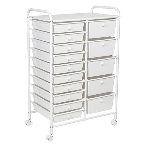 Honey Can Do 15-Drawer Metal Rolling Storage Cart, White CRT-09106 White - WoodArtSupply