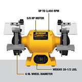 DEWALT Bench Grinder, 6 Inch, 3/4 HP, 3,600 RPM For Larger Grinding Applications(DW756) DEWALT