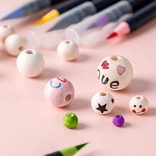 ZOENHOU 400 PCS 25mm Wooden Beads, Natural Round Solid Wood Beads for Crafts Making DIY Handmade Jewelry Bracelet Garland Hair Home Decoration ZOENHOU