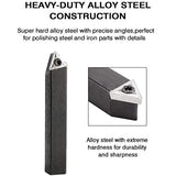 Toolly 5 Pieces 3/8 Inch Mini Lathe Indexable Carbide Insert Bit Tool Set for Turning, Cutting, Facing, Boring and Chamfering Toolly