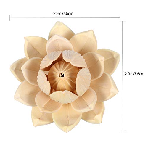 VOSAREA Wood Lotus Flower Figurine Ornament Unfinished Wooden Wall Sculpture Cake Topper Desktop Adornment for DIY Craft Indoor Home Tabletop Decor VOSAREA