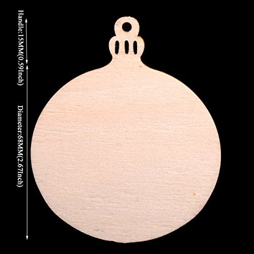 Christmas Wooden Crafts Hanging Ornaments Christmas Tree Decoration Unfinished Wood Cutouts for DIY Blank Slices to Paint (10PCs Round Style) YEEQIN