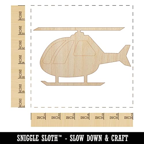 Helicopter Aircraft Chopper Unfinished Wood Shape Piece Cutout for DIY Craft Projects - 1/8 Inch Thick - 6.25 Inch Size Sniggle Sloth
