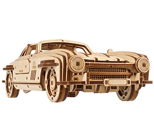 UGEARS Winged Sports Coupe Model Car Kit - 3D Wooden Puzzle Car –Model Kit for Adults to Build - DIY Wooden Car Model Kit with Authentic Gull-Wing UGEARS