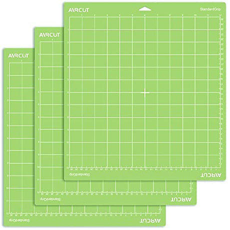 AIRCUT Standard Grip Cutting mat for Cricut Maker/Explore Air 2/Air/One(12x12 Inch, 3 Mats) Standard Adhesive Sticky Green Quilting Cricket Cutting AIRCUT