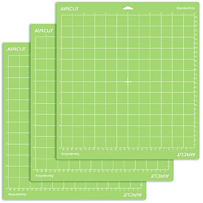 AIRCUT Standard Grip Cutting mat for Cricut Maker/Explore Air 2/Air/One(12x12 Inch, 3 Mats) Standard Adhesive Sticky Green Quilting Cricket Cutting