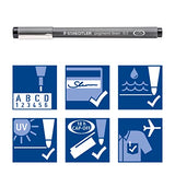 STAEDTLER Pigment Liner, Fineliner Pen for Drawing, Drafting, Journaling, 0.5mm, Black, Box of 5 Pens, 308 05-9M STAEDTLER