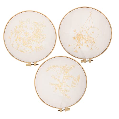 VILLCASE 3 Sets Embroidery Material Pack Punch Needle Embroidery Kits Beginner Embroidery kit Unfinished Stitchwork Art Craft kit for Kids Handy VILLCASE