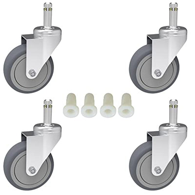 RILIDRI 3-Inch Swivel Stem Caster, 7/16-Inch Stem Diameter Rubber Wheel, Heavy Duty TPR Replacement Wheels for Rubbermaid Mop Bucket Cart Grill