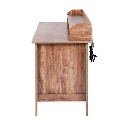 OneSpace Eleanor Executive Desk, Classic Oak - WoodArtSupply