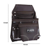 FUERI Leather Tool Pouch for Carpenters 10 Pocket Framers Belt Bag | High Gauge Premium Oil Tanned Leather Construction Maintenance Organizer Tool FUERI