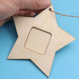 Healifty Photo Frame Unfinished Wood Mini Star Photo Frame Hanging Pendants for Home Bedroom Living Room 10PC Healifty