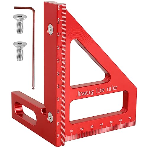 3D Multi-Angle Measuring Ruler, 45/90 Degree Woodworking Square Protractor Aluminum Alloy, Miter Triangle Ruler, Layout Measuring Tool for Engineer - WoodArtSupply