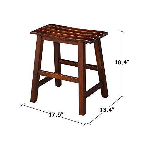 IC International Concepts International Concepts Slat Seat, 18-inch, Espresso,Brown Stool - WoodArtSupply