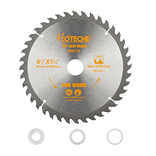 Hoteche 8-1/4-Inch Circular Saw Blade for Wood 40-Tooth Tungsten Carbide-Tipped Blade High-Performance Professioal Saw Blade for Miter Saw and Table
