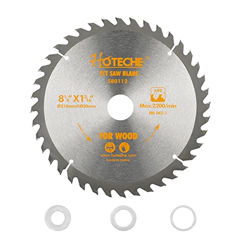 Hoteche 8-1/4-Inch Circular Saw Blade for Wood 40-Tooth Tungsten Carbide-Tipped Blade High-Performance Professioal Saw Blade for Miter Saw and Table - WoodArtSupply