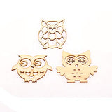 Amosfun 10pcs Wooden Owl-Shaped Slices Unfinished Wooden Crafts with Various Cutout(Random Style) Amosfun