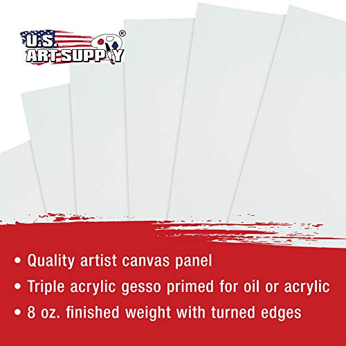 U.S. Art Supply Multi-Pack 6-Ea of 3x5, 4x6, 5x7 & 8x10 inch Professional Quality Small Artist Canvas Panel Board Assortment Pack (24 Total Panel - WoodArtSupply