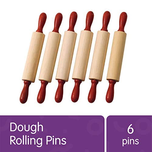 Colorations Natural Wood Rolling Pins, Set of 6, for Kids, Arts & Crafts, 7 Inches x 1 Inch (d), Class Pack, Party Pack, Dough, Clay, Sculpting, 6RP - WoodArtSupply