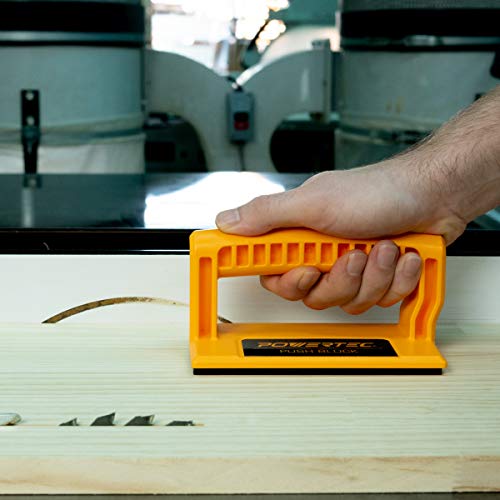 POWERTEC 71510 Deluxe Straight Handle & Long Push Block, L & Magnetic Push Stick Set for Router Tables, Band Saws & Jointers, Dual Ergonomic Handles POWERTEC