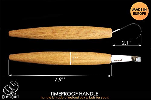 BeaverCraft Spoon Carving Hook Knife SK5s 2" - Double Sided Sharpening Curved Wood Carving Knife with Leather Sheath for Carving Spoons Bowls Cups BeaverCraft
