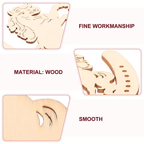 48pcs Wood Discs Slices Horseshoe Shape Unfinished Wooden Cutouts for Christmas Craft DIY Home Decoration EXCEART