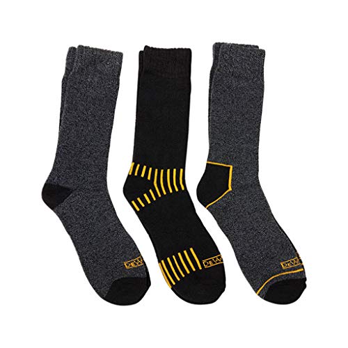 DEWALT 3 Pair Everyday Cotton Blend Work Crew Sock (Black),10-13 - WoodArtSupply