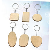 NOLITOY 6pcs Unfinished Wood Sign Wooden Circles Car Key Chain Round Wooden Discs Wood Engraving Keychains Wood Name Tags Keychain Wallet Key Holder NOLITOY