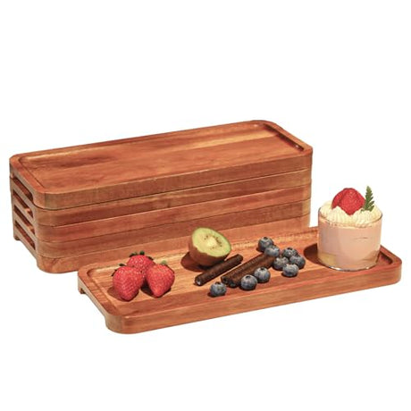 Wood Serving Tray Wooden Platter - 14x6 inch Rustic Wood Party Platters Kitchen Platter Shallow Tray Wooden Narrow Tray With Lip Wood Serving Platter NICEPRING