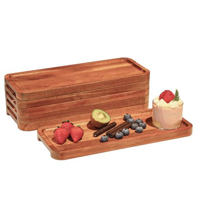 Wood Serving Tray Wooden Platter - 14x6 inch Rustic Wood Party Platters Kitchen Platter Shallow Tray Wooden Narrow Tray With Lip Wood Serving Platter