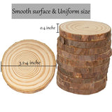 Unfinished Natural Wooden Slices 60 Pcs 3.2-4 Inch Wood Circles for Crafts DIY Christmas Ornament Craft Wood Kit with Bit,Blank Round Wood Slice with KXEXK