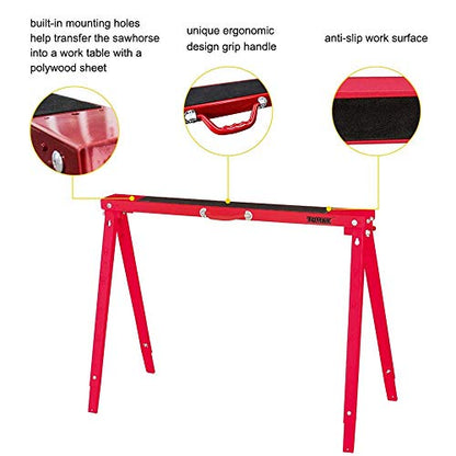 TOMAX Folding Sawhorse Height Adjustable 440lb Weight Capacity Single Pack - WoodArtSupply