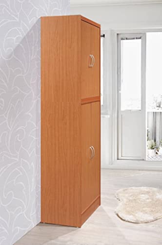 Hodedah 4 Door Kitchen Pantry with Four Shelves, Cherry Hodedah