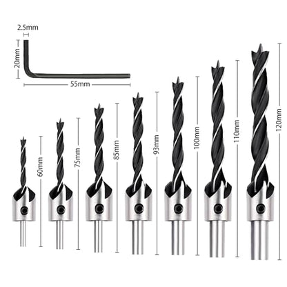 AIMLENTOOL Countersink Drill Bits Set, 7-Pack High Carbon Steel Countersink Drill Bits for Wood, Woodworking Carpentry Reamer with 1 Free Hex Key - WoodArtSupply