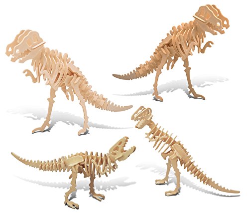 Puzzled Bundle of Tyrannosaurus, Tyrannosaurus 2 in 1 & Big Tyrannosaurus Wooden 3D Puzzle Construction Kits, Educational Toy Assemble Model