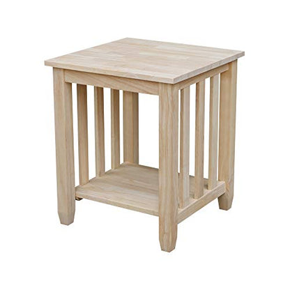 International Concepts Mission Tall End Table, Unfinished - WoodArtSupply