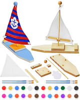 Jenaai 10 Pcs DIY Wooden Boat Kits Wooden Sailboat to Paint Decorate Unfinished Wood Blank Craft Model Boat Toy Sailboat Building Activities for Kids Jenaai