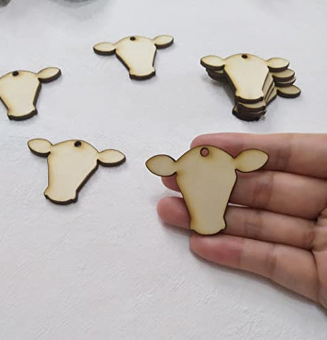 30pcs of Cow Head Wood Blanks, DIY Unfinished Earring Blanks,Cow Head Earring Blanks (2'') XIAOYUE